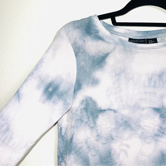 Rachel Zoe Light Blue & White Tie-dye Round Hem Long Sleeve Tee Xsmall Women’s - Picture 3 of 10